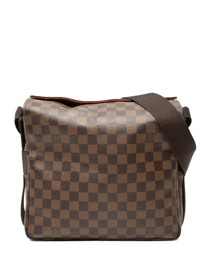 Pre-owned Louis Vuitton 2000 Damier Ebene Naviglio Crossbody Bag In Brown