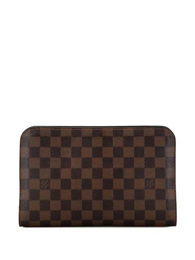 Pre-owned Louis Vuitton 2000 Damier Ebene Saint Louis Pochette Clutch Bag In Brown