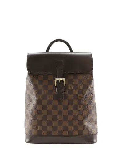 Pre-owned Louis Vuitton 2000 Damier Ebene Soho Backpack In Brown