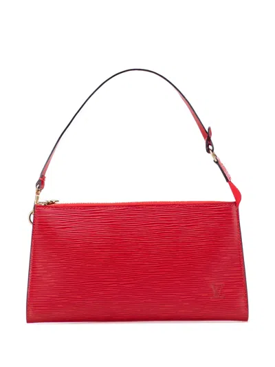 Pre-owned Louis Vuitton 2000 Epi Pochette Accessoires Shoulder Bag In Red