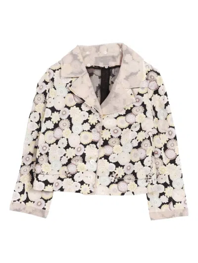 Pre-owned Louis Vuitton 2000 Floral-pattern Cotton Jacket In Black