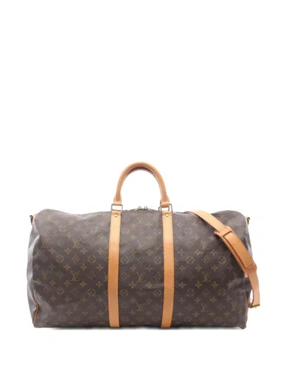 Pre-owned Louis Vuitton 2000 Keepall Bandouliere 55 Luggagebag In Brown