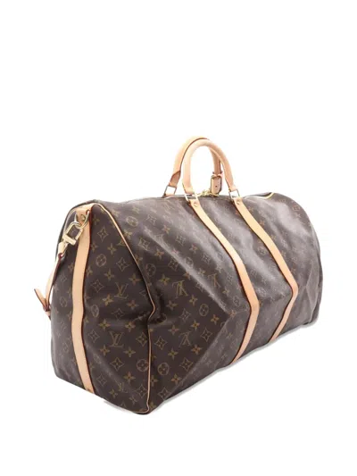 Pre-owned Louis Vuitton 2000 Keepall Bandouliere 60 Monogram Travel Bag In Brown