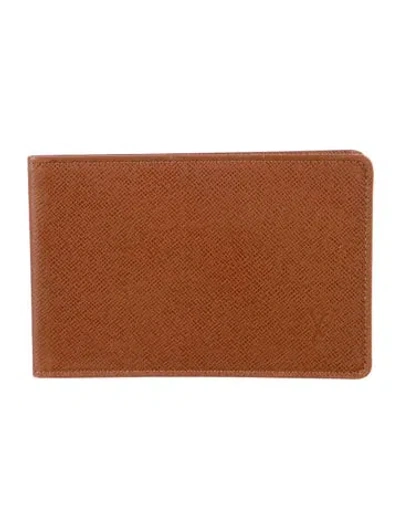 Pre-owned Louis Vuitton 2000 Leather Card Holder In Brown