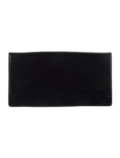 Pre-owned Louis Vuitton 2000 Leather International Wallet In Black
