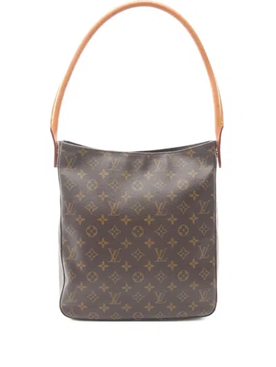 Pre-owned Louis Vuitton 2000 Looping Gm Monogram-canvas Tote Bag In Brown