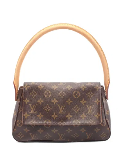 Pre-owned Louis Vuitton 2000 Mini Looping Monogram Tote Bag In Brown