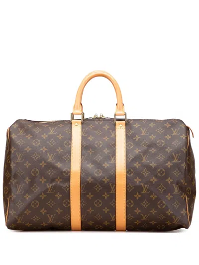 Pre-owned Louis Vuitton 2000 Monogram Keepall 45 Travel Bag In Brown
