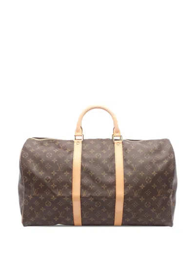 Pre-owned Louis Vuitton 2000 Monogram Keepall 50 Travel Bag In Brown