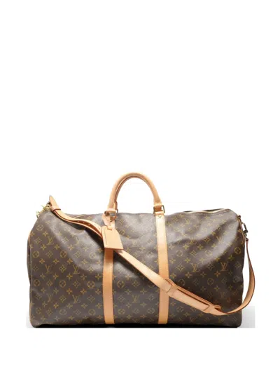 Pre-owned Louis Vuitton 2000 Monogram Keepall Bandoulière 60 Holdall In Brown