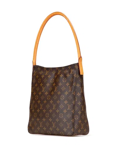 Pre-owned Louis Vuitton 2000 Monogram Looping Gm Shoulder Bag In Brown
