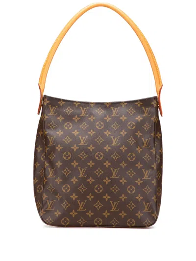 Pre-owned Louis Vuitton 2000 Monogram Looping Gm Shoulder Bag In Brown