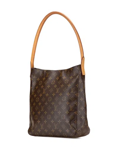 Pre-owned Louis Vuitton 2000 Monogram Looping Gm Shoulder Bag In Brown