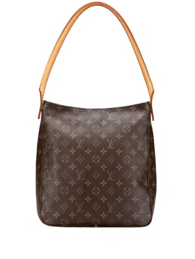Pre-owned Louis Vuitton 2000 Monogram Looping Gm Shoulder Bag In Brown