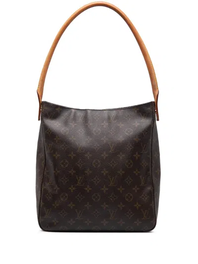 Pre-owned Louis Vuitton 2000 Monogram Looping Gm Shoulder Bag In Brown