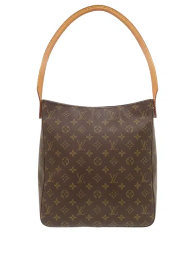 Pre-owned Louis Vuitton 2000 Monogram Looping Gm Shoulder Bag In Brown
