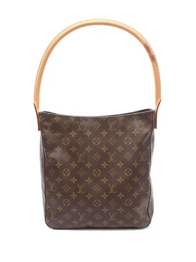 Pre-owned Louis Vuitton 2000 Monogram Looping Gm Shoulder Bag In Brown