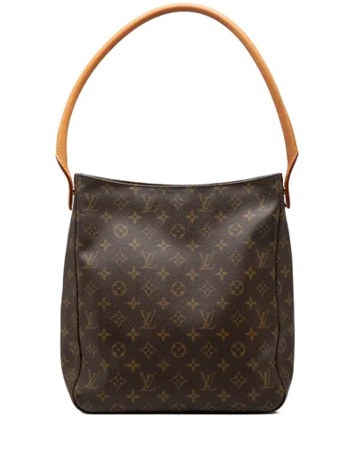 Pre-owned Louis Vuitton 2000 Monogram Looping Gm Shoulder Bag In Brown