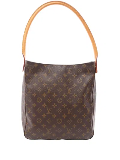 Pre-owned Louis Vuitton 2000 Monogram Looping Gm Shoulder Bag In Brown