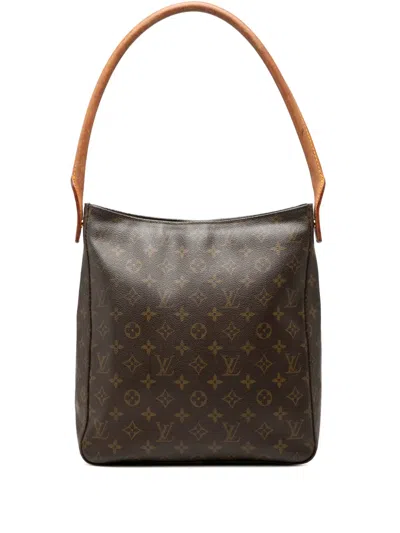 Pre-owned Louis Vuitton 2000 Monogram Looping Gm Shoulder Bag In Brown