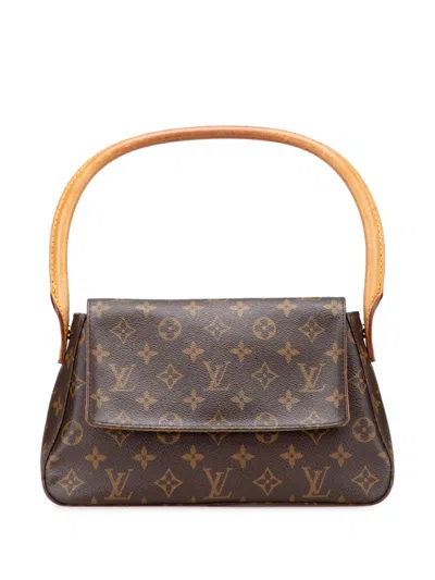 Pre-owned Louis Vuitton 2000 Monogram Mini Looping Shoulder Bag In Brown