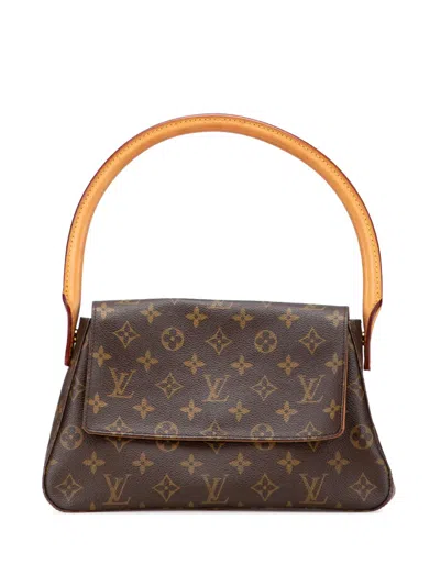 Pre-owned Louis Vuitton 2000 Monogram Mini Looping Shoulder Bag In Brown