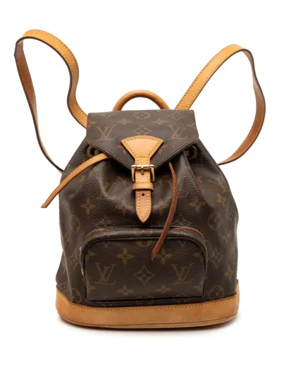 Pre-owned Louis Vuitton 2000 Monogram Mini Montsouris Backpack In Brown
