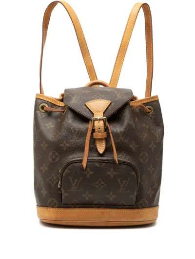 Pre-owned Louis Vuitton 2000 Monogram Mini Montsouris Backpack In Brown