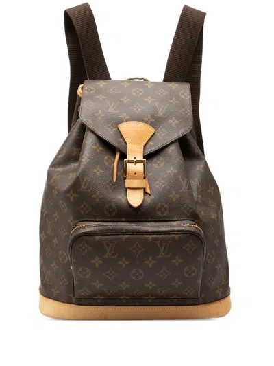 Pre-owned Louis Vuitton 2000 Monogram Montsouris Gm Backpack In Brown