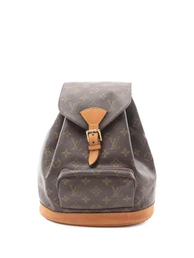 Pre-owned Louis Vuitton 2000 Monogram Montsouris Mm Backpack In Brown