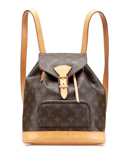 Pre-owned Louis Vuitton 2000 Monogram Montsouris Mm Backpack In Brown