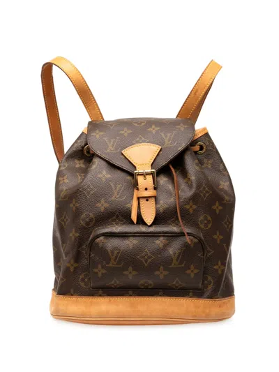 Pre-owned Louis Vuitton 2000 Monogram Montsouris Mm Backpack In Brown