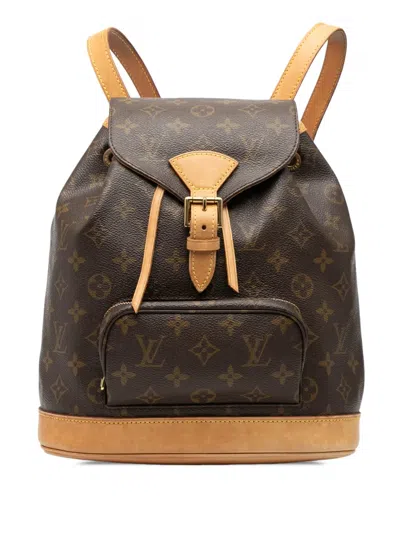 Pre-owned Louis Vuitton 2000 Monogram Montsouris Mm Backpack In Brown