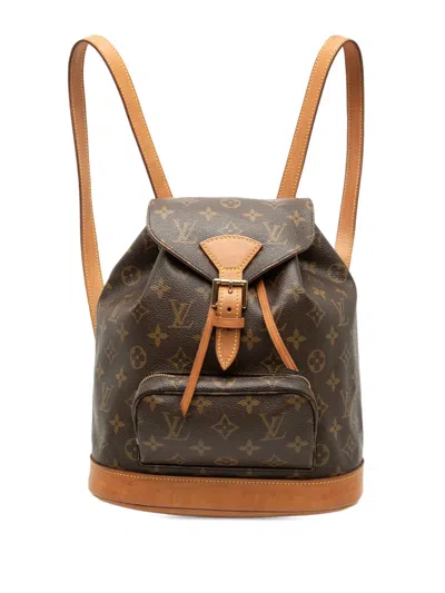 Pre-owned Louis Vuitton 2000 Monogram Montsouris Mm Backpack In Brown