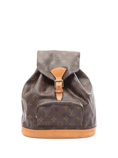 Pre-owned Louis Vuitton 2000 Monogram Montsouris Mm Backpack In Brown
