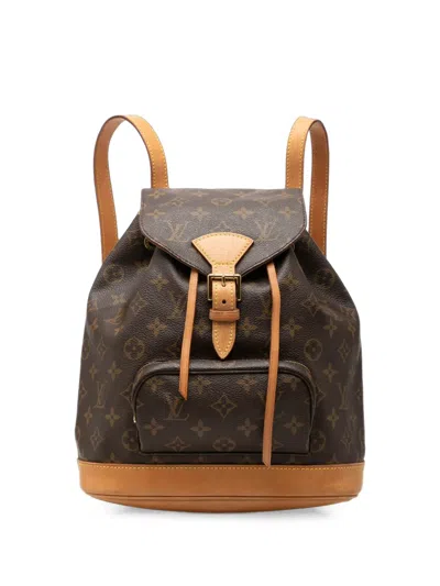 Pre-owned Louis Vuitton 2000 Monogram Montsouris Mm Backpack In Brown