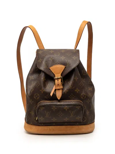 Pre-owned Louis Vuitton 2000 Monogram Montsouris Pm Backpack In Brown