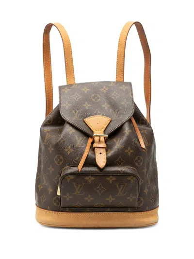 Pre-owned Louis Vuitton 2000 Monogram Montsouris Pm Backpack In Brown