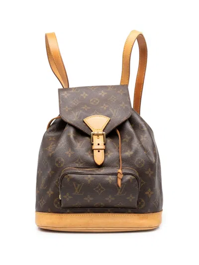 Pre-owned Louis Vuitton 2000 Monogram Montsouris Pm Backpack In Brown