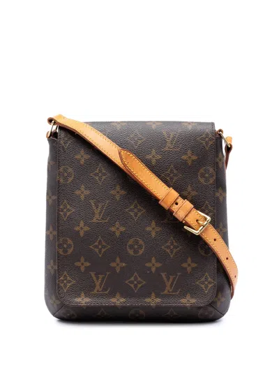 Pre-owned Louis Vuitton 2000 Monogram Musette Salsa Pm Short Strap Shoulder Bag In Brown