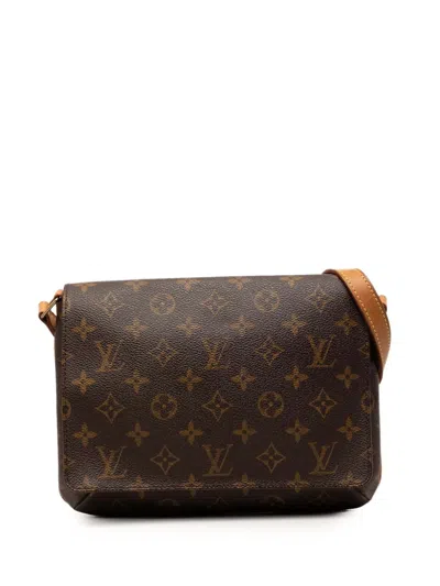 Pre-owned Louis Vuitton 2000 Monogram Musette Tango Long Strap Crossbody Bag In Brown