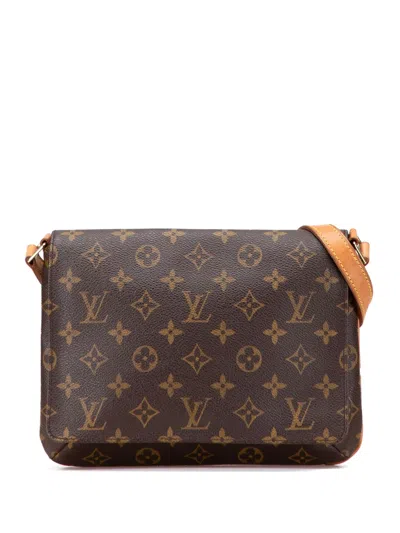 Pre-owned Louis Vuitton 2000 Monogram Musette Tango Short Strap Shoulder Bag In Brown