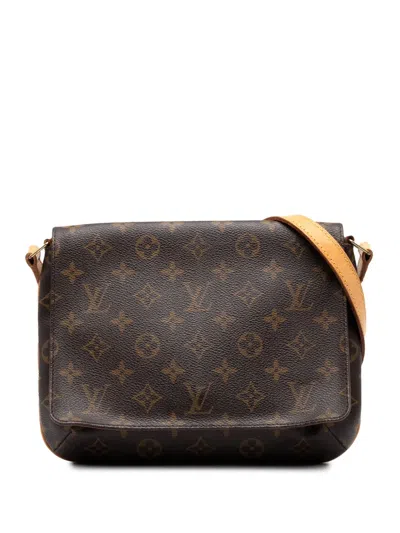 Pre-owned Louis Vuitton 2000 Monogram Musette Tango Short Strap Shoulder Bag In Brown