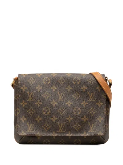 Pre-owned Louis Vuitton 2000 Monogram Musette Tango Short Strap Shoulder Bag In Brown