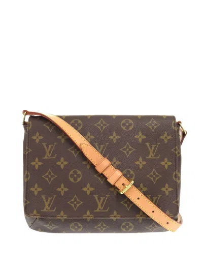 Pre-owned Louis Vuitton 2000 Monogram Musette Tango Short Strap Shoulder Bag In Brown