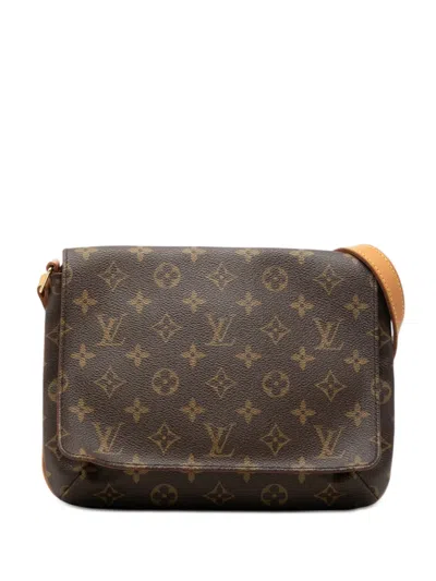 Pre-owned Louis Vuitton 2000 Monogram Musette Tango Short Strap Shoulder Bag In Brown