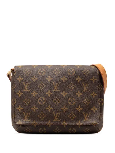 Pre-owned Louis Vuitton 2000 Monogram Musette Tango Short Strap Shoulder Bag In Brown