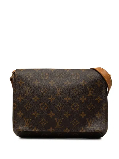 Pre-owned Louis Vuitton 2000 Monogram Musette Tango Short Strap Shoulder Bag In Brown