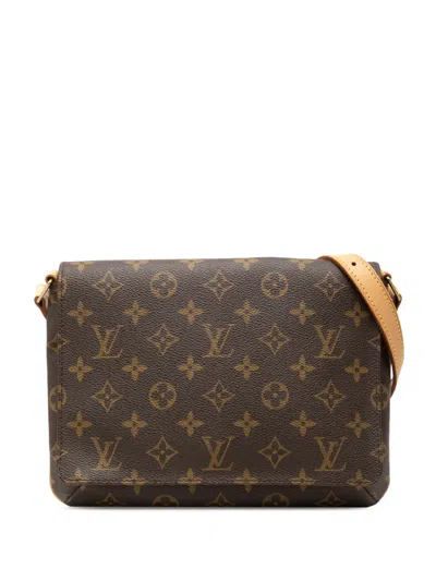 Pre-owned Louis Vuitton 2000 Monogram Musette Tango Short Strap Shoulder Bag In Brown