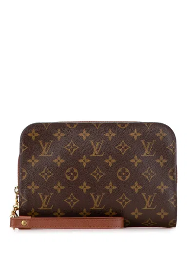 Pre-owned Louis Vuitton 2000 Monogram Orsay Clutch Bag In Brown